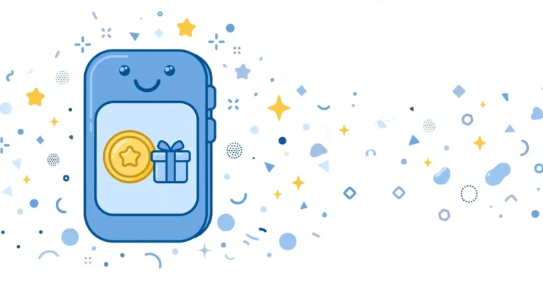 Illustration of a smartphone with coins and a gift box for the My Telenor App rewards and coins beginner's guide