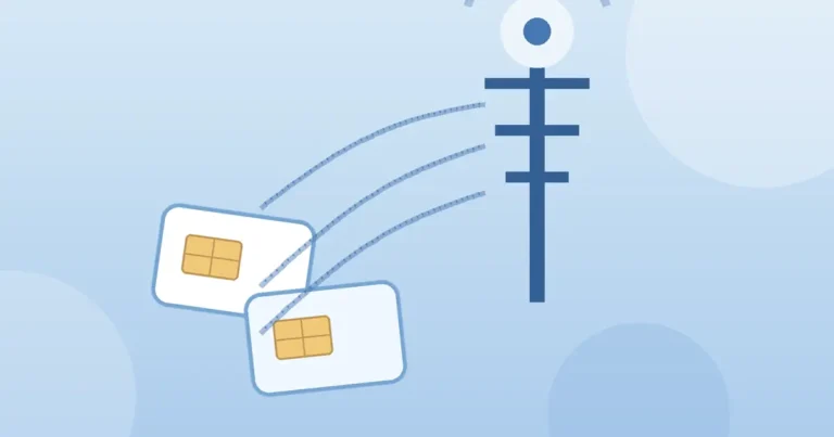 Flat illustration of two mobile network signals merging into one tower, representing the Telenor and Ufone merger