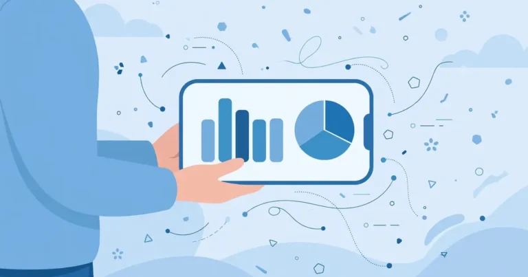 Illustration of a hand holding a smartphone showing usage charts in the My Telenor App