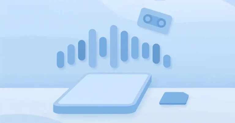 Flat illustration of a phone with voicemail audio waves and a SIM card — setting up Telenor voicemail